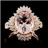 Image 1 : 18K Gold 3.80ct Morganite & 0.54ct Diamond Ring