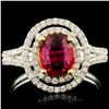 Image 1 : 18K Gold 1.01ct Ruby & 0.50ctw Diamond Ring