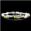 Image 1 : 14K Gold 4.60ct Peridot & 0.31ctw Diamond Bracelet