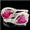 Image 1 : 14K Gold 3.24ctw Ruby & 0.32ctw Diamond Ring