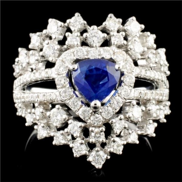 18K Gold 0.83ct Sapphire & 1.02ctw Diamond Ring