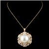 Image 2 : 18K Gold 14.00MM Pearl & 2.26ctw Diamond Pendant