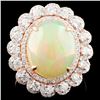 Image 1 : 14K Gold 4.66ct Opal & 1.15 Diamond Ring