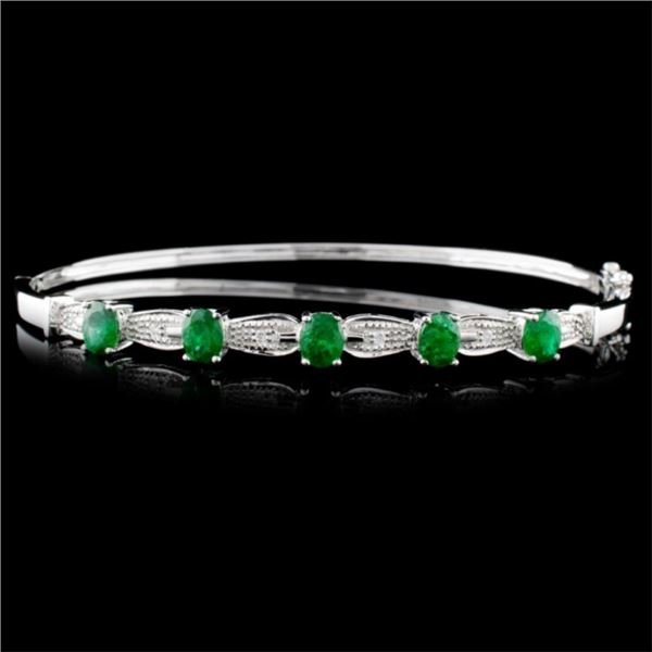 14K White Gold 1.74ct Emerald & 0.05ct Diamond Ban