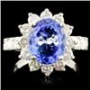 Image 1 : 14K Gold 4.57ct Tanzanite & 1.64ctw Diamond Ring