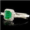 Image 2 : 14K Gold 0.68ct Emerald & 0.40ctw Diamond Ring