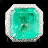 Image 1 : 18K Gold 23.83ct Emerald & 3.98ctw Diamond Ring