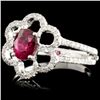 Image 2 : 18K Gold 0.99ct Ruby & 0.31ctw Diamond Ring