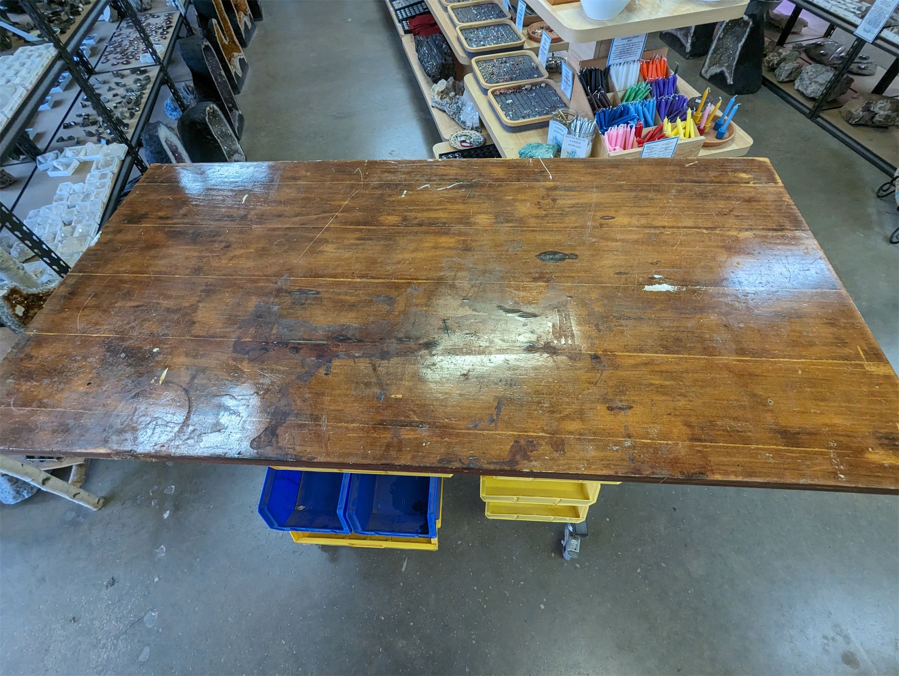 Large Rolling Work Bench / Hobby Table with Bins