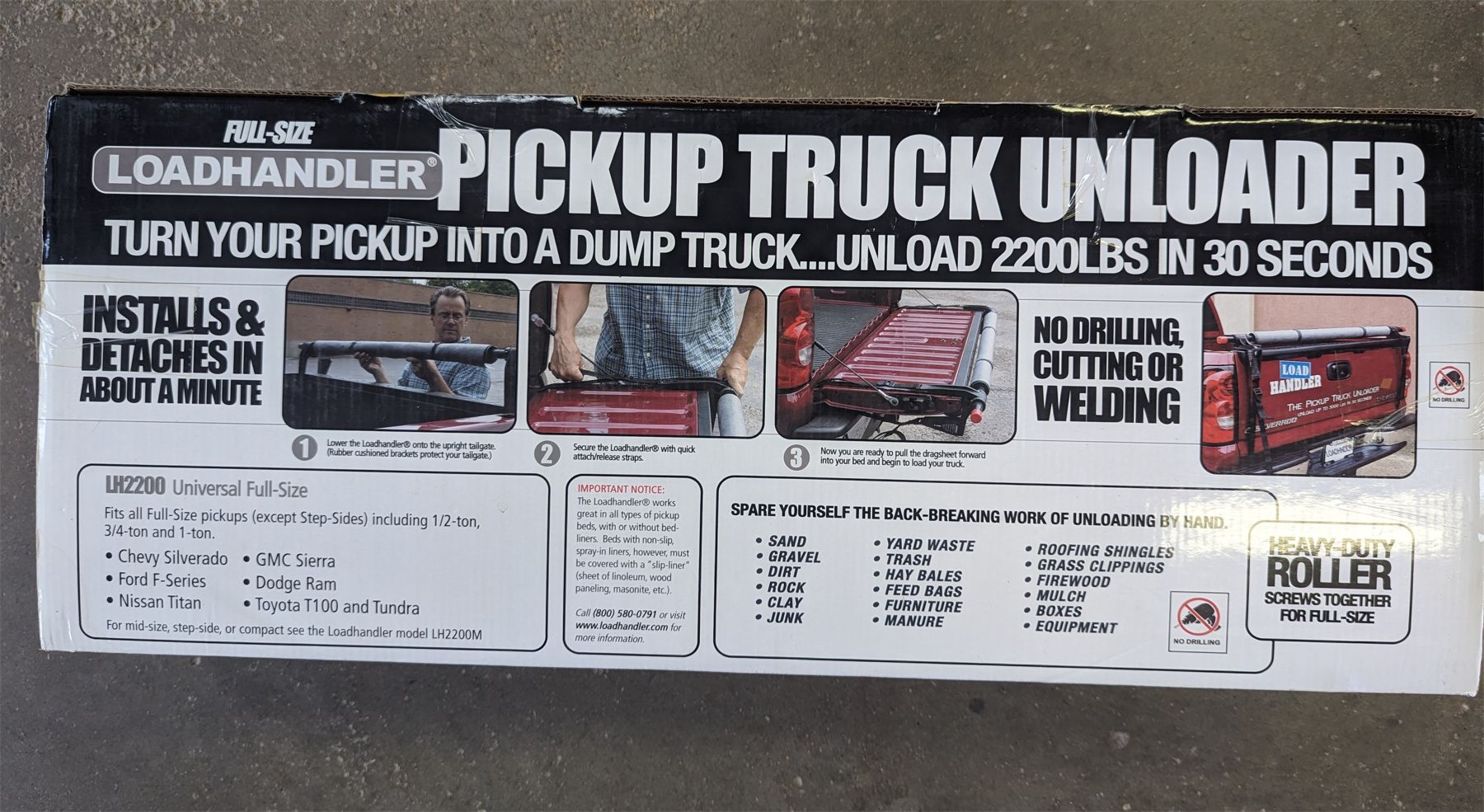 Loadhandler Pickup Truck Unloader - Standard Full-Size Model, 2,200-Lb ...