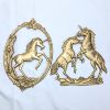 Image 1 : Set of 2 Brass Unicorn Wall Hangings 