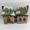 Image 1 : Set of 2 Christmas Pottery Cookie Jars