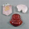2 Rose Quartz Crystal Pendants & Red Carnelian Buddha Pendant