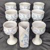 Image 1 : New Never Used Wild Rose Pottery - 8 Wine Glasses and Vase