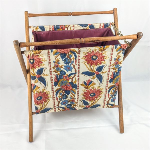 Vintage Folding Knitting Basket 