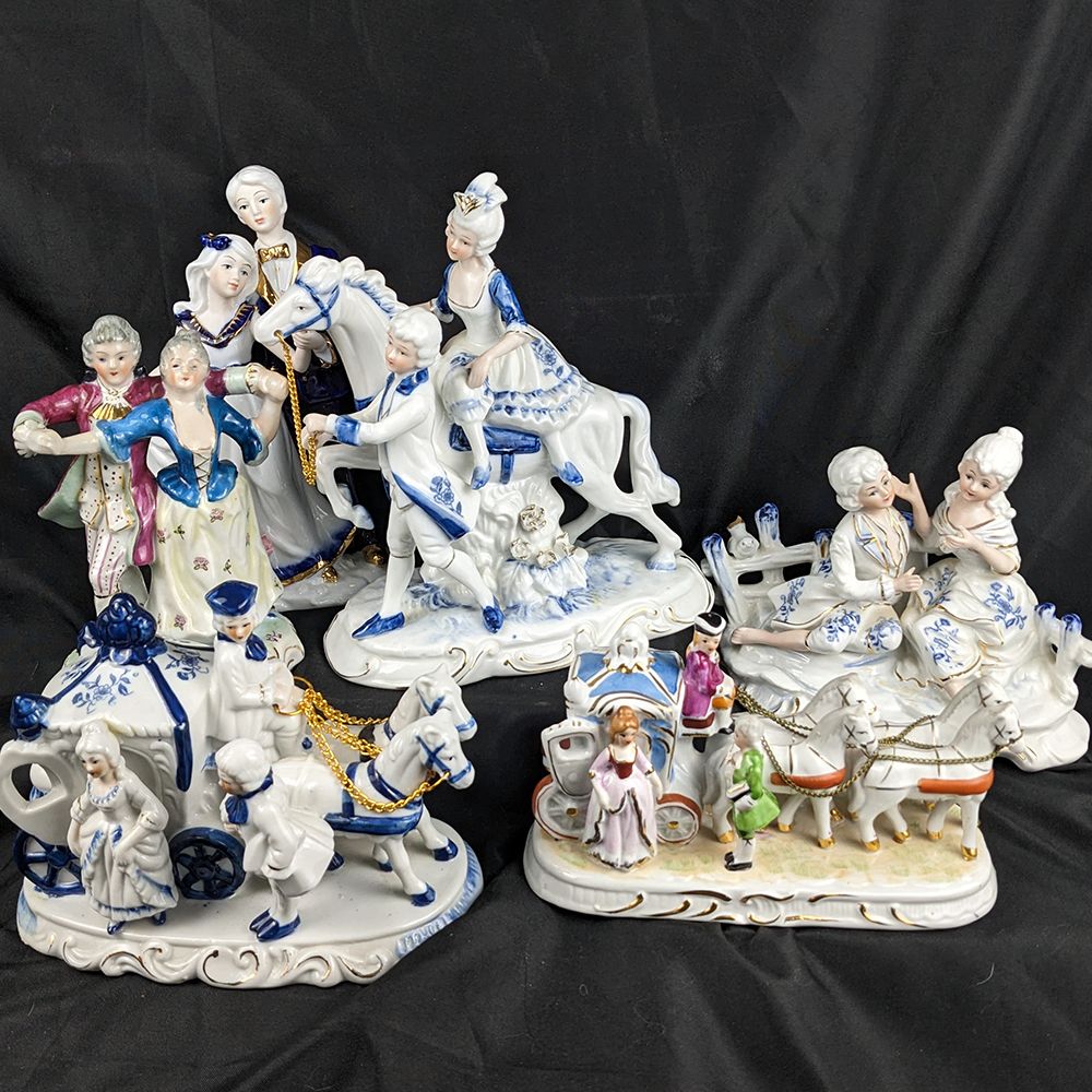 Lot of Porcelain Rococo Fashion Style Statues
