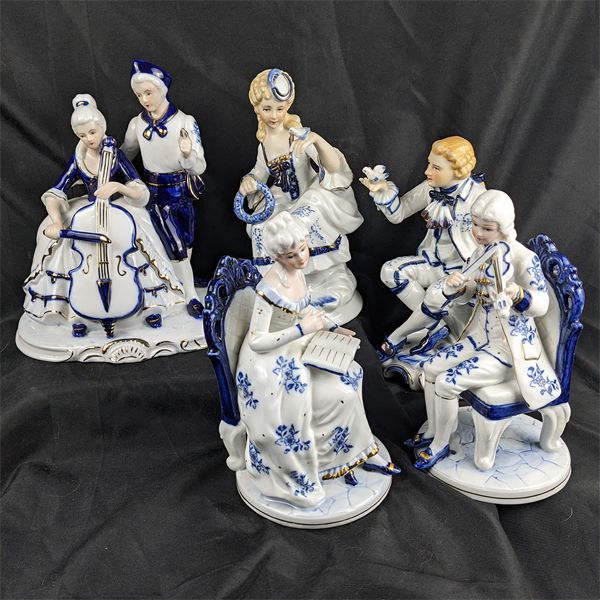Lot of Porcelain Rococo Fashion Style Statues
