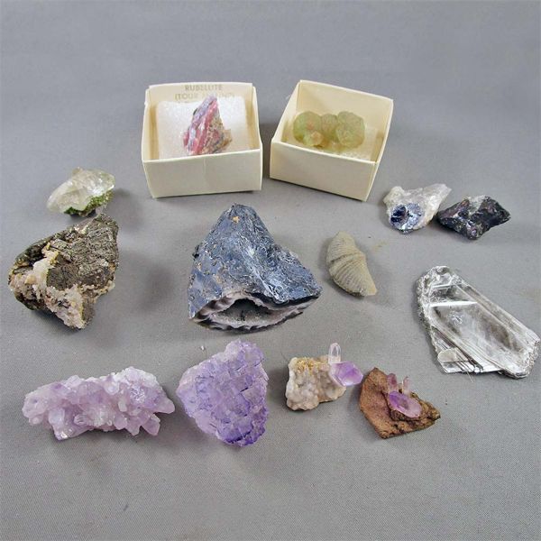 Lot of 12 Various Crystals, Fossils and Minerals