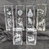 Image 1 : Set of 6 Boxed 3D Laser Etched Crystals