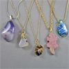 Image 1 : Set of 5 Gemstone Pendants with Chains