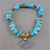 Image 1 : Blue Howlite and Sterling Silver Medallion Bracelet