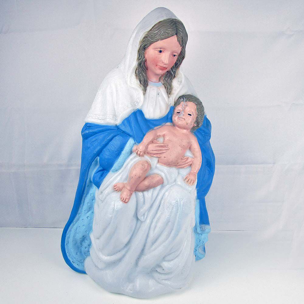 Vintage Nativity Blow Mold Yard Décor 26" Tall Mary & Jesus No Light