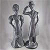Image 1 : Set of 2 Porcelain Black Matte Figurines - Lady & Gentleman