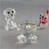 Image 1 : Set of 3 Crystal Figurines - Puppy, Snowman and Clam with Pearl