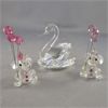 Image 1 : Set of 3 Crystal Figurines - 2 Elephants with Balloons and Swan