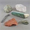 Image 1 : Set of 6 Crystal - Mineral Specimens - Kyanite, Quartz, Aventurine, Labradorite, Pyrite, Red Jasper 