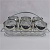 Image 1 : Mid Century Modern Silver Ombre Lusterware Roly Poly Glasses with Caddy