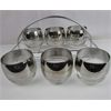 Image 3 : Mid Century Modern Silver Ombre Lusterware Roly Poly Glasses with Caddy