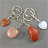Image 2 : Lot of 4 Key Chains - Red Jasper, Rhodonite, Opalite & Goldstone