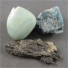 Image 1 : Lot of Raw Black Kyanite, Blue Apatite & Polished Amazonite Specimens