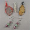 Image 1 : Lot of 3 Wire Wrapped Gemstone Pendants & Earrings  - Agate, Sandstone, Aventurine, Cats Eye