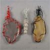 Image 2 : Lot of 3 Wire Wrapped Gemstone Pendants & Earrings  - Agate, Sandstone, Aventurine, Cats Eye