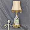 Image 1 : Vintage Working Porcelain Figurine Table Lamp With Shade