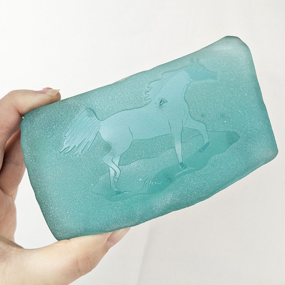 Horse Etched Art Glass Paperweight Signed Siku horse-etched-art-glass-paperweight-signed-siku