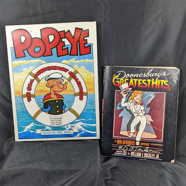 Set of 2 Books - Popeye 60th Anniversary and Doonesbury Greatest Hits