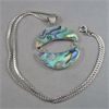 Image 1 : 925 Sterling Silver Abalone Shell Pendant with 18" Sterling Silver Chain