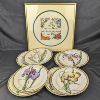 Image 1 : Framed Needle Point Picture and Set of 8 Botanical Plates