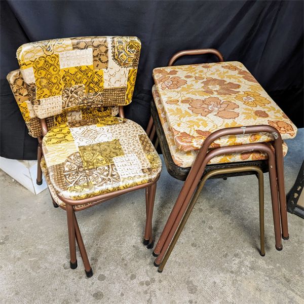 Set of 3 Vintage Stacking Stool and 2 Vintage Children's Chairs