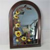 Image 1 : Vintage Wood Mirror with Floral Stained Glass Painted Design