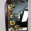 Image 2 : Vintage Wood Mirror with Floral Stained Glass Painted Design