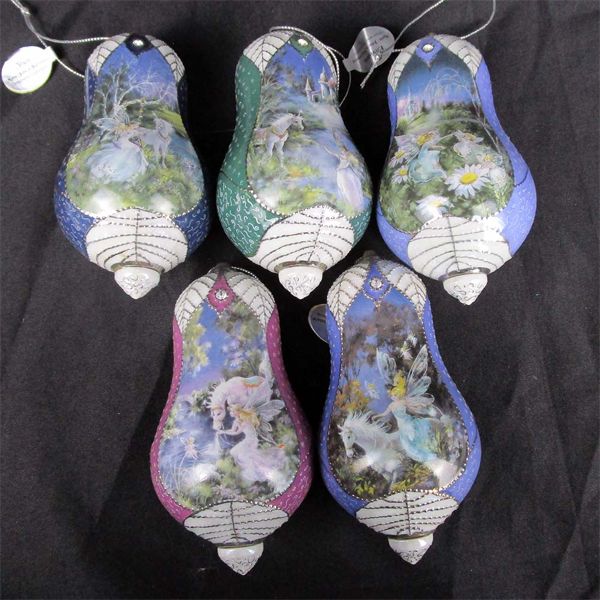 Set of 5 Mimi Jobe's Fairyland Porcelain Ornaments