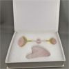 Image 2 : Rose Quartz Crystal Gua Sha Board and Facial Roller (New in Box)