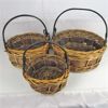 Image 1 : Set of 3 Wicker Baskets with Metal Handles 
