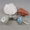 Image 1 : Set of 6 Crystals and Minerals - Quartz, Kiwi Jasper, Labradorite, Red Jasper 