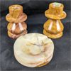 Image 1 : Set of 3 Onyx Candle Holders + Ash Tray 