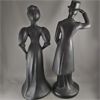 Image 2 : Set of 2 Porcelain Black Matte Figurines - Lady & Gentleman